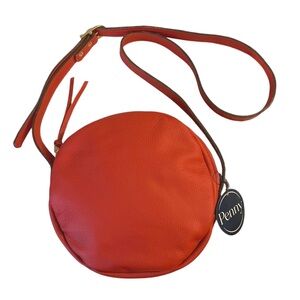 Vibrant Orange Leather Crossbody Bag